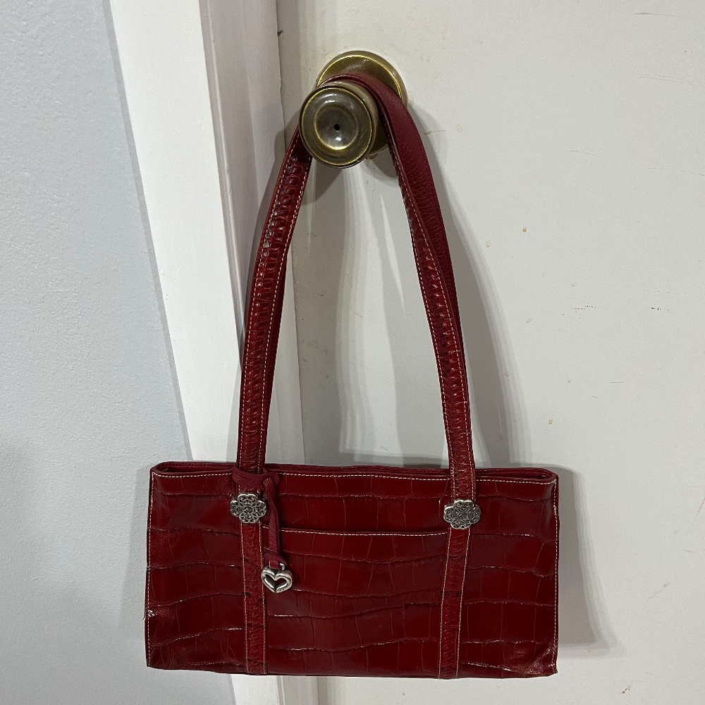 Brighton shoulder bag red crocodile leather